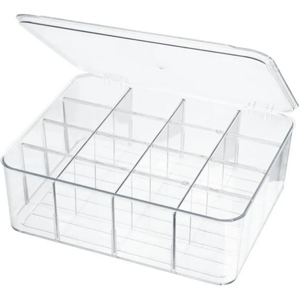 Clear Drawer Organizer Box with 16 Dividers for Socks Underwear Ties Bras